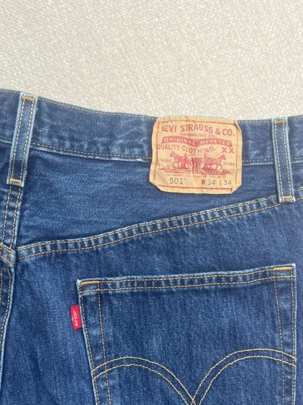 Levi's 501 Y2K Men's Jeans 34x34 Blue 100% Cotton Made in Mexico Button Fly - Picture 9 of 11